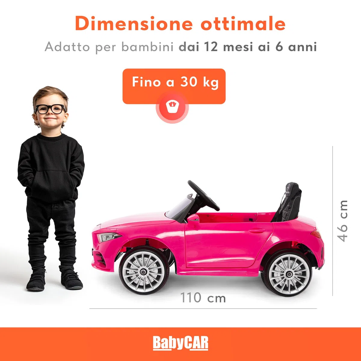 BabyCar Mercedes CLS 350 AMG Macchina Elettrica per Bambini 12V 2 Motori 25W Telecomandata Sedile in Pelle Porte Apribili MP3 USB Licenza Ufficiale Rosa