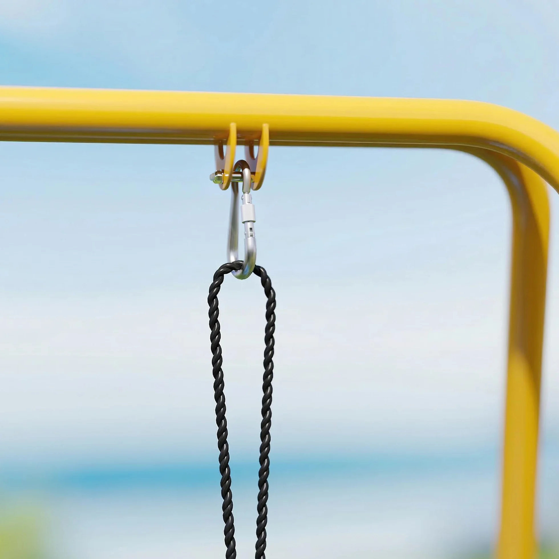 AIYAPLAY Struttura per Altalena da Giardino per Bambini, Struttura Altalena in Acciaio, Anti-UV, Impermeabile, Supporta 50kg, con 2 Ganci per Altalena a Nido, Altalena a U