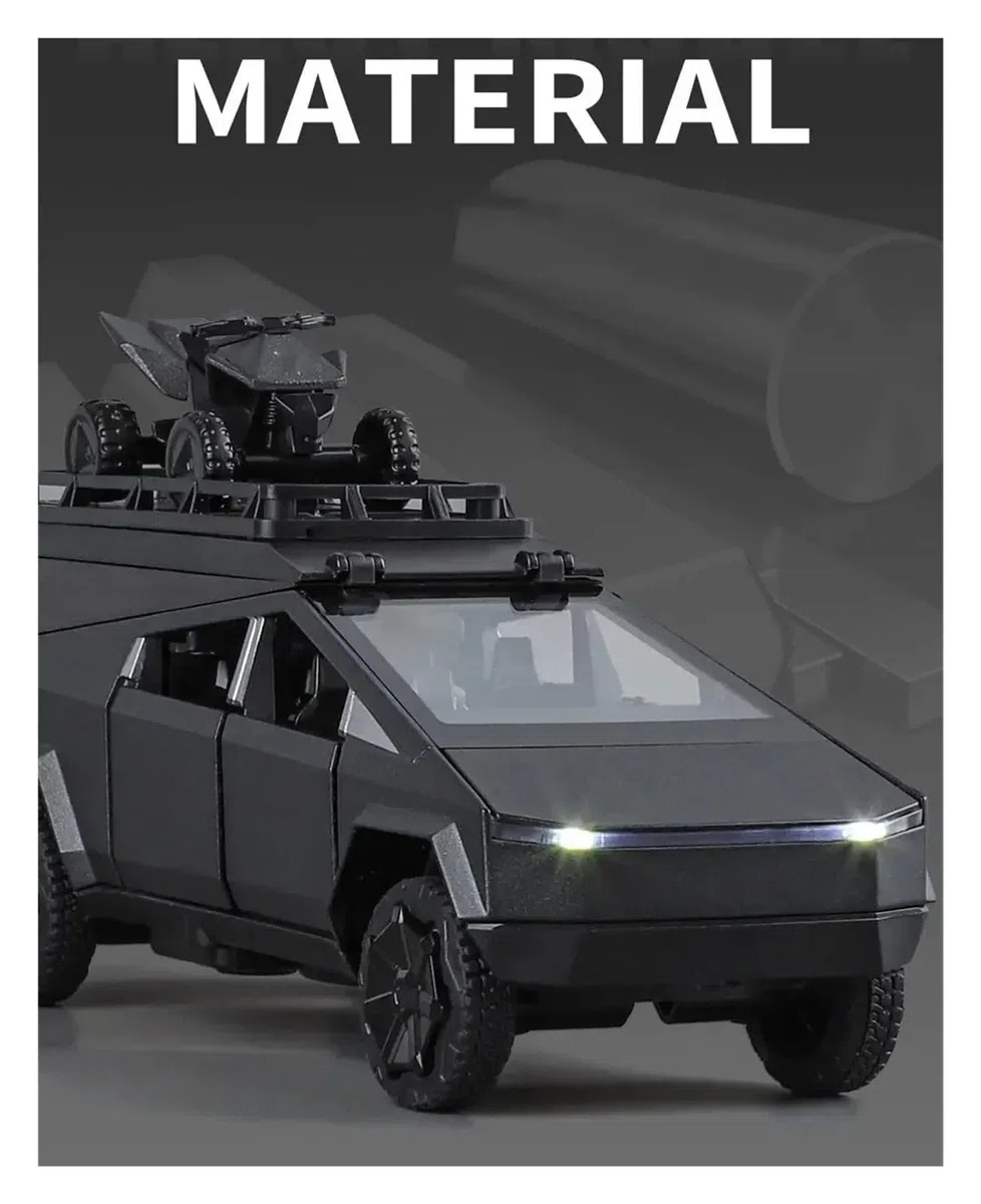 Tesla Cybertruck Pickup Camping RV Modello Auto In Lega Pressofusa Giocattolo Camion Regalo Nero
