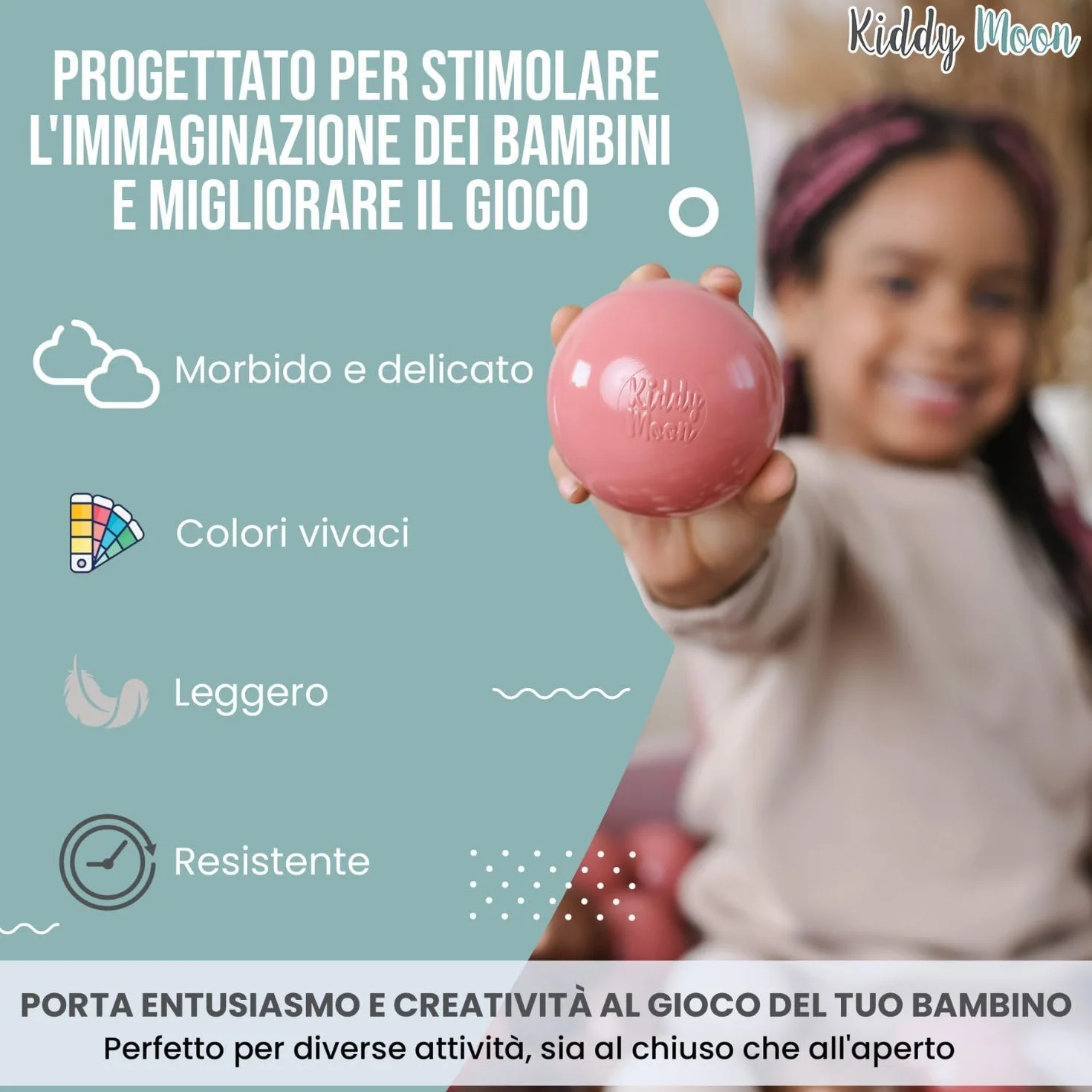 KiddyMoon 90X30cm/200 Palline Piscina di Palline Colorate per Bambini Tondo Fabbricato in EU, Grigioch:Blu Pastello/Giallo Pastello/Bianco/Menta/Eosa Chiaro