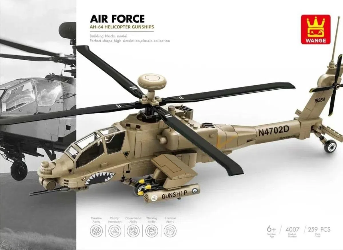 WANGE Apache AH-64 Elicottero da Assemblare Blocchi di Costruzione 1:48