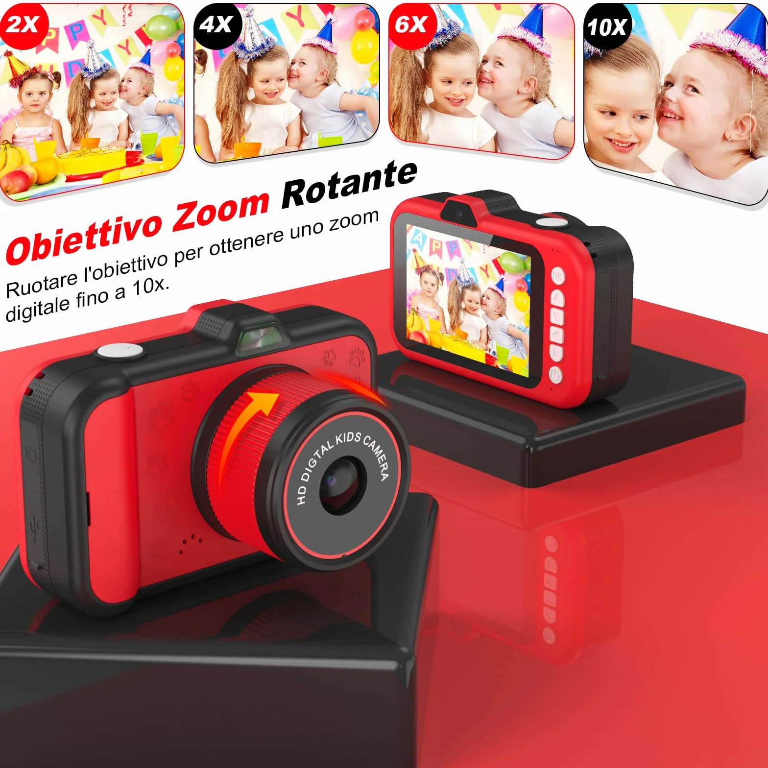 Macchina Fotografica Bambini | 3,5" Grande Schermo| 360° Obiettivo Zoom Rotante| 1080P HD Fotocamera Bambini con Selfie| Flash LED | Scheda SD 32G| Regalo Bambina e Bambino 3 4 5 6 7 8 9 10 11 12 Anni