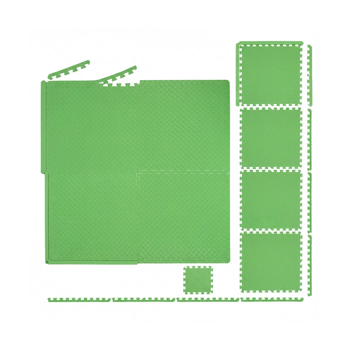Relaxdays Tappeto da Palestra Puzzle 60x60 cm Gomma Eva Fonoassorbente Verde