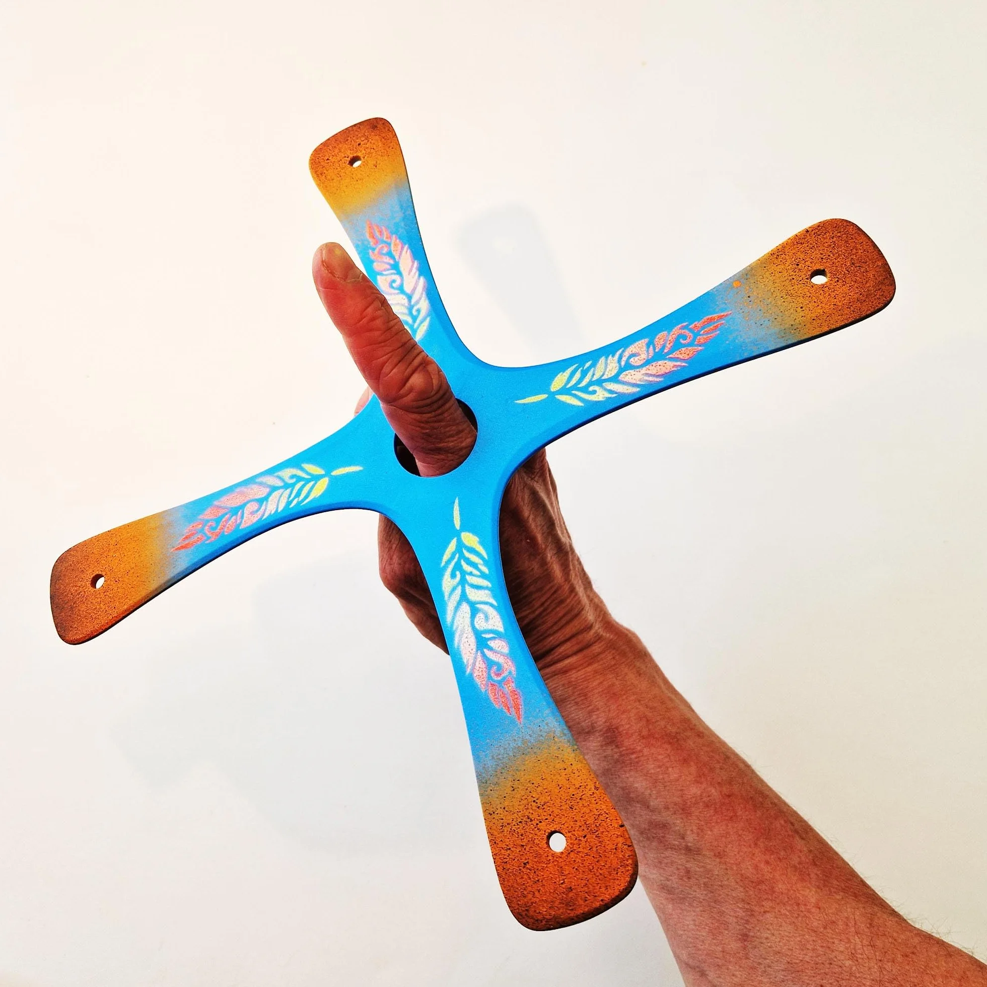 Boomerang S-Quad, Boomerang per principianti o Buon Lanciatore, creato da Il Campione del Mondo, facile da lanciare, sport all'aria aperta, con una portata di 20 metri, attenersi alle linee guida (blu
