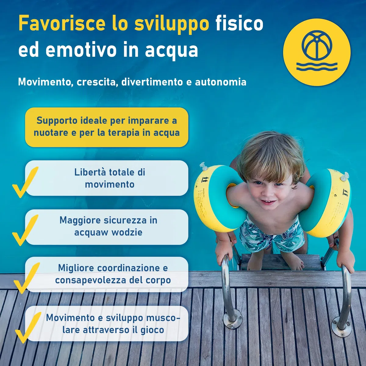 Cherek’s KraulQuappen Braccioli da nuoto per bambini 7 mesi-30 kg Giallo-Verde
