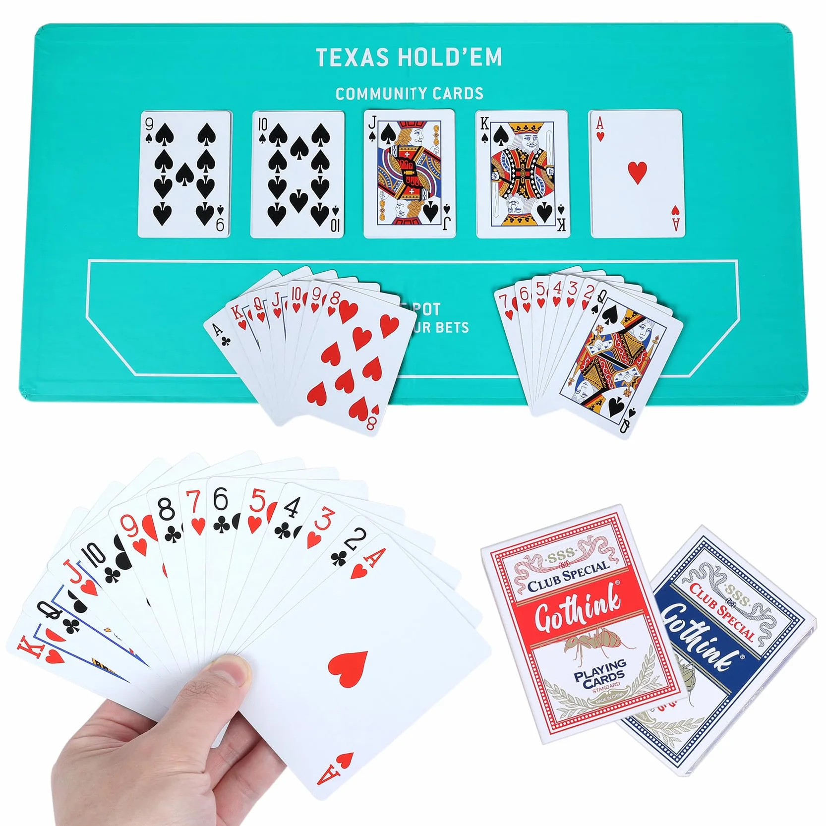 GOTHINK Set di Casinò con Roulette da 25,4 cm, 200 Carte, Strumento di Punti, 2 Palline e Gioco di Texas Hold’em – Ideale per Feste e Celebrazioni