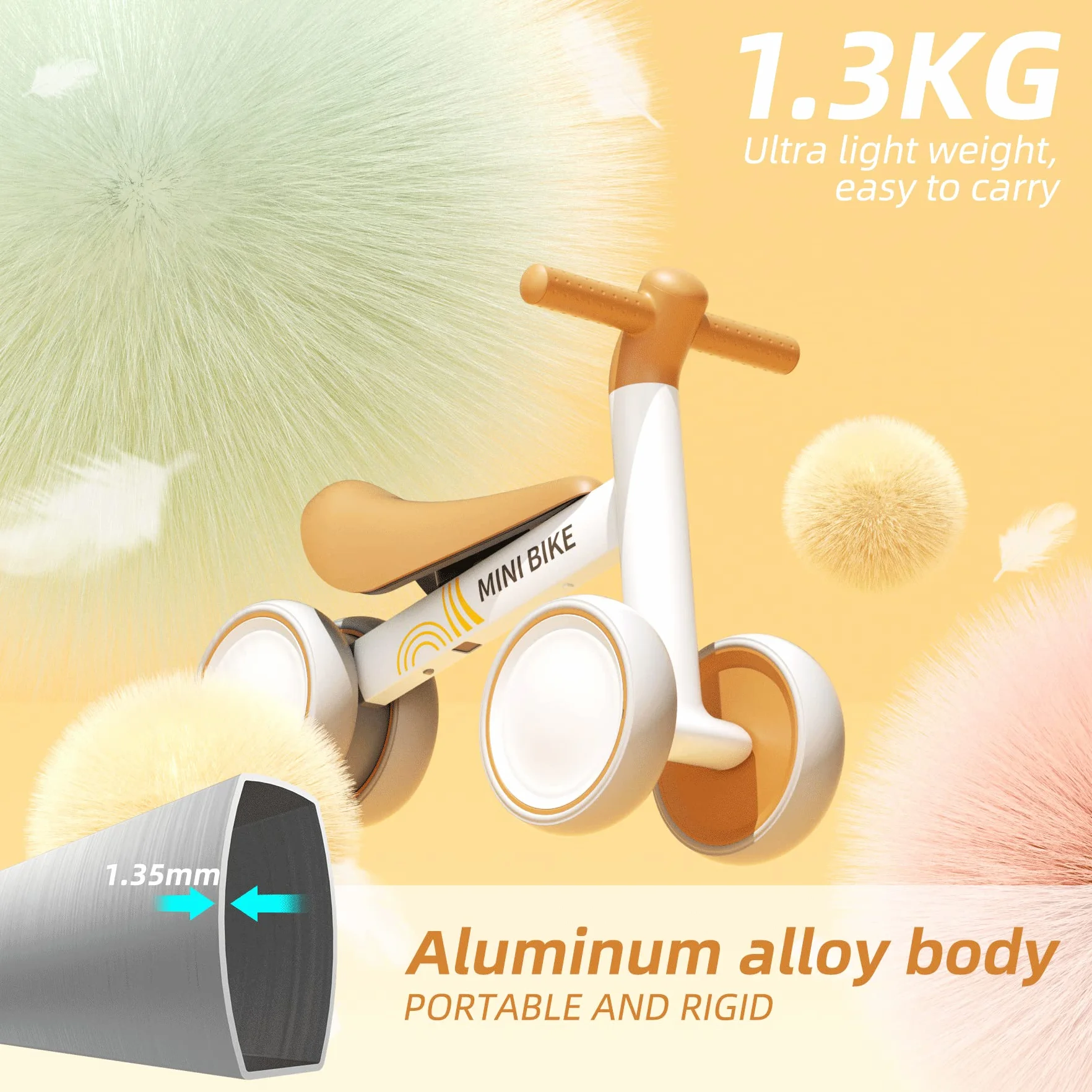KORIMEFA Bicicletta Senza Pedali per 1 Anni Bicicletta Equilibrio per Bambini 12-24 Mesi Baby Walkers Regalo per ragazzi e ragazze Giochi Bambini Prima Bici Regalo