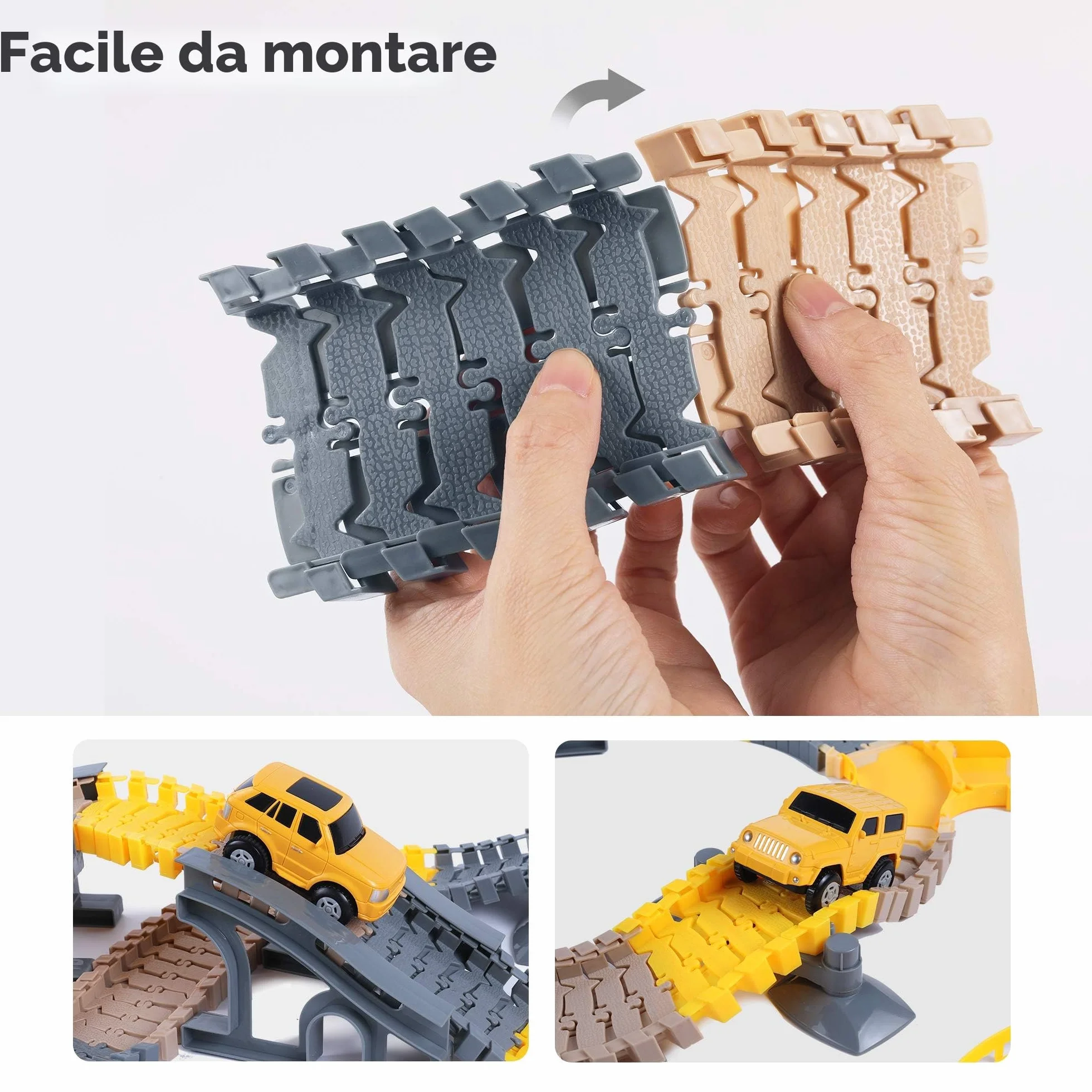 TUMAMA Pista da Corsa Macchinine Elettriche, Trenino Elettrico per Bambini 3 4 5 6 7 8 Anni con 8 Auto, Set di Pista Macchine Treno Moto Giocattolo, Camion Paw Patrol Cars Giochi, Construction Toys