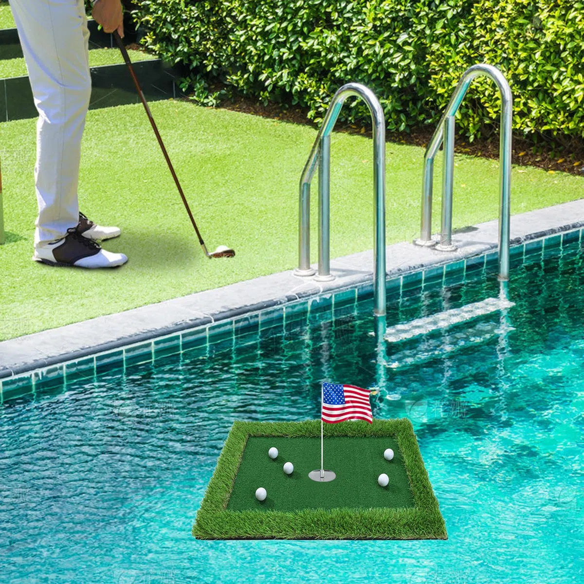 Generisch Floating Golf Green per piscina, set di giochi per chip, tappetino per esercizi per migliorare la del colpo di golf