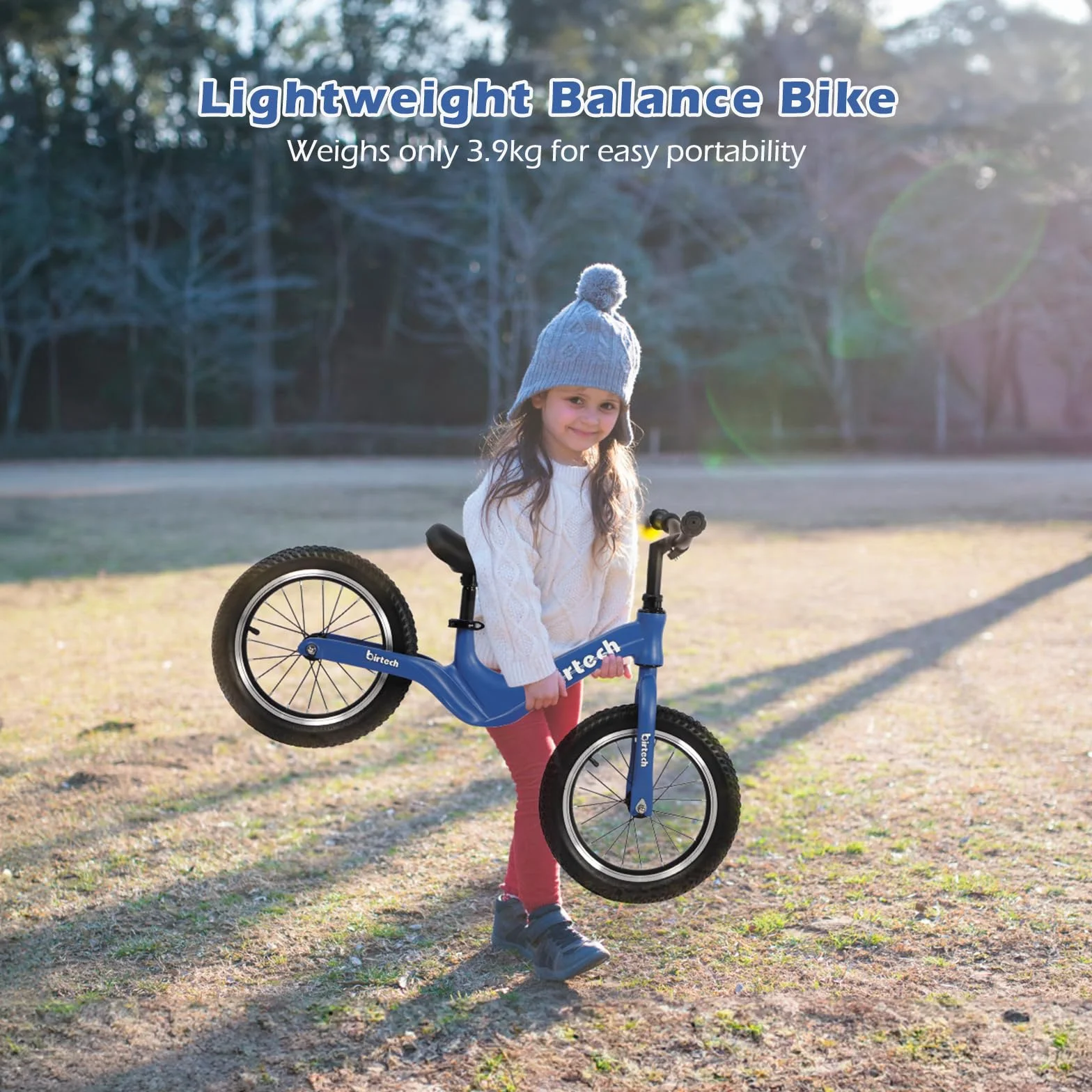 H.yeed Bicicletta da corsa per bambini da 35,6 cm (14 pollici) con pneumatici e telaio in lega di magnesio, leggera, senza pedale, bici da allenamento per bambini 3 4 5 6 anni (blu)