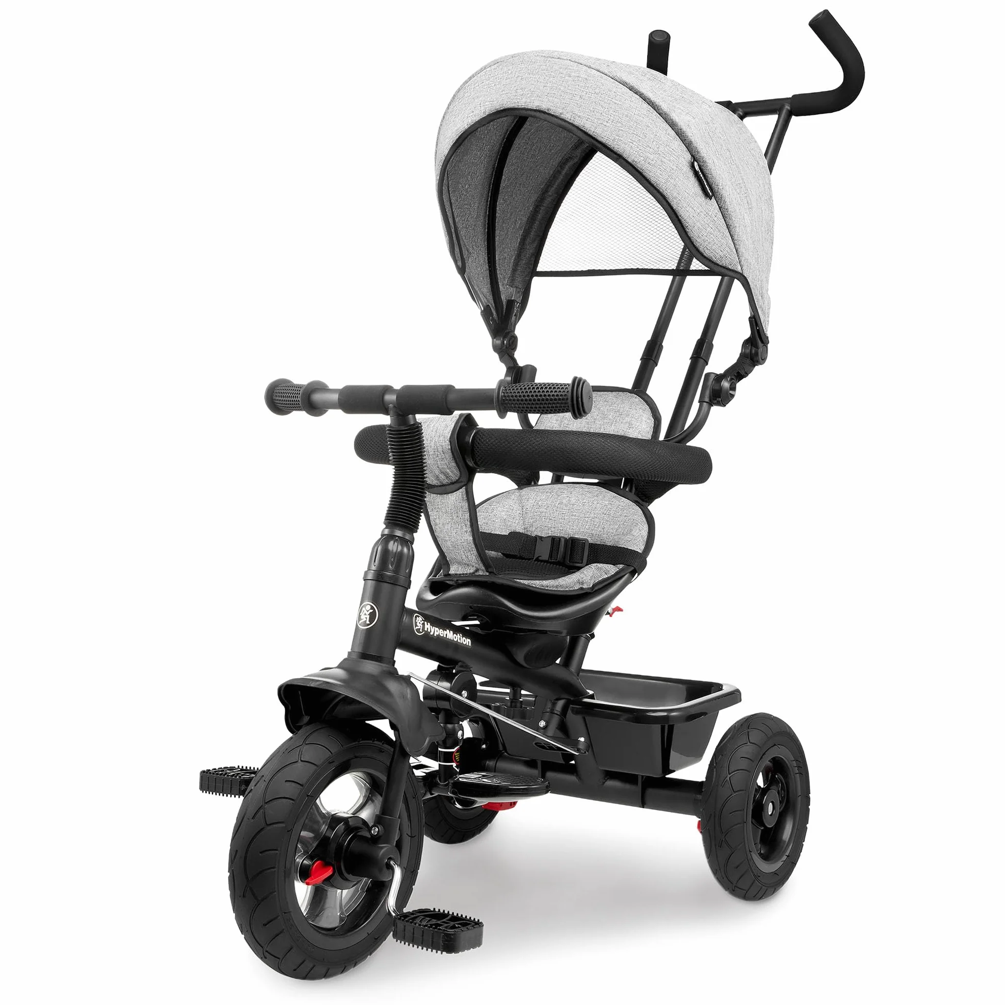 HyperMotion Triciclo Pieghevole per Bambini 1-4 Anni con Manubrio per Genitori - Bicicletta Evolutiva fino a 20kg - Monopattino Bambino Regolabile con Struttura Ergonomica, Grigio