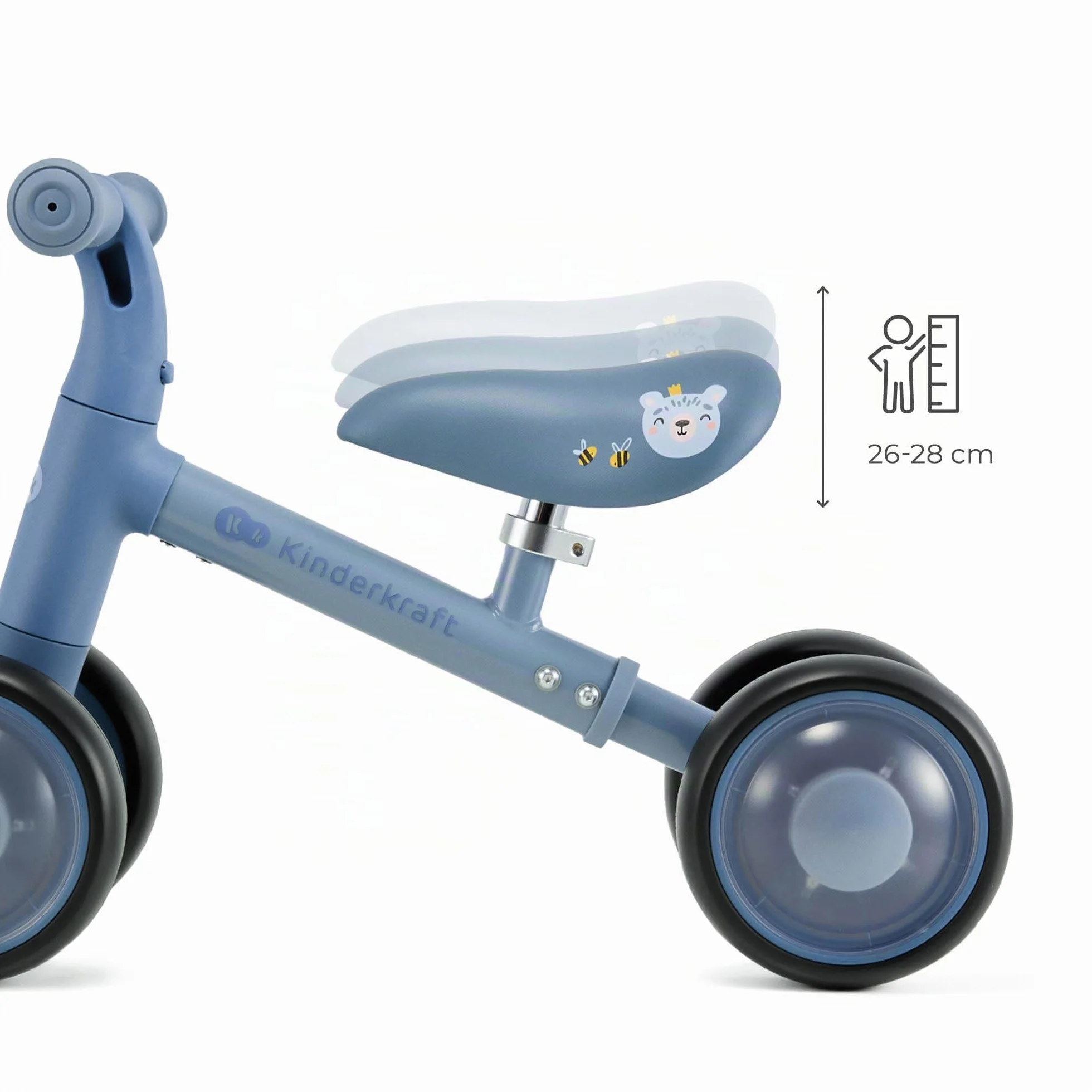 Kinderkraft CUTIE FLASH, bicicletta educativa per bambini, senza pedali, ruote con luci a LED, design moderno, costruzione sicura, per bambini a partire da 1 anno, Blu