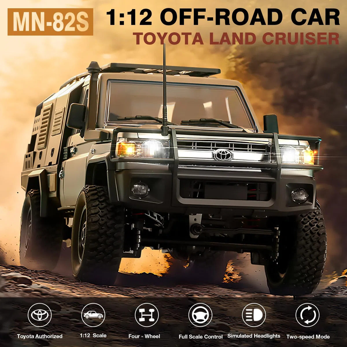 ARRIS 1/12 Scala RC Crawler MN-82S LC79 RTR 4x4 Off Road Veicoli 2.4 GHz RC Modello per Adulti Hobby Giocattolo (nero)