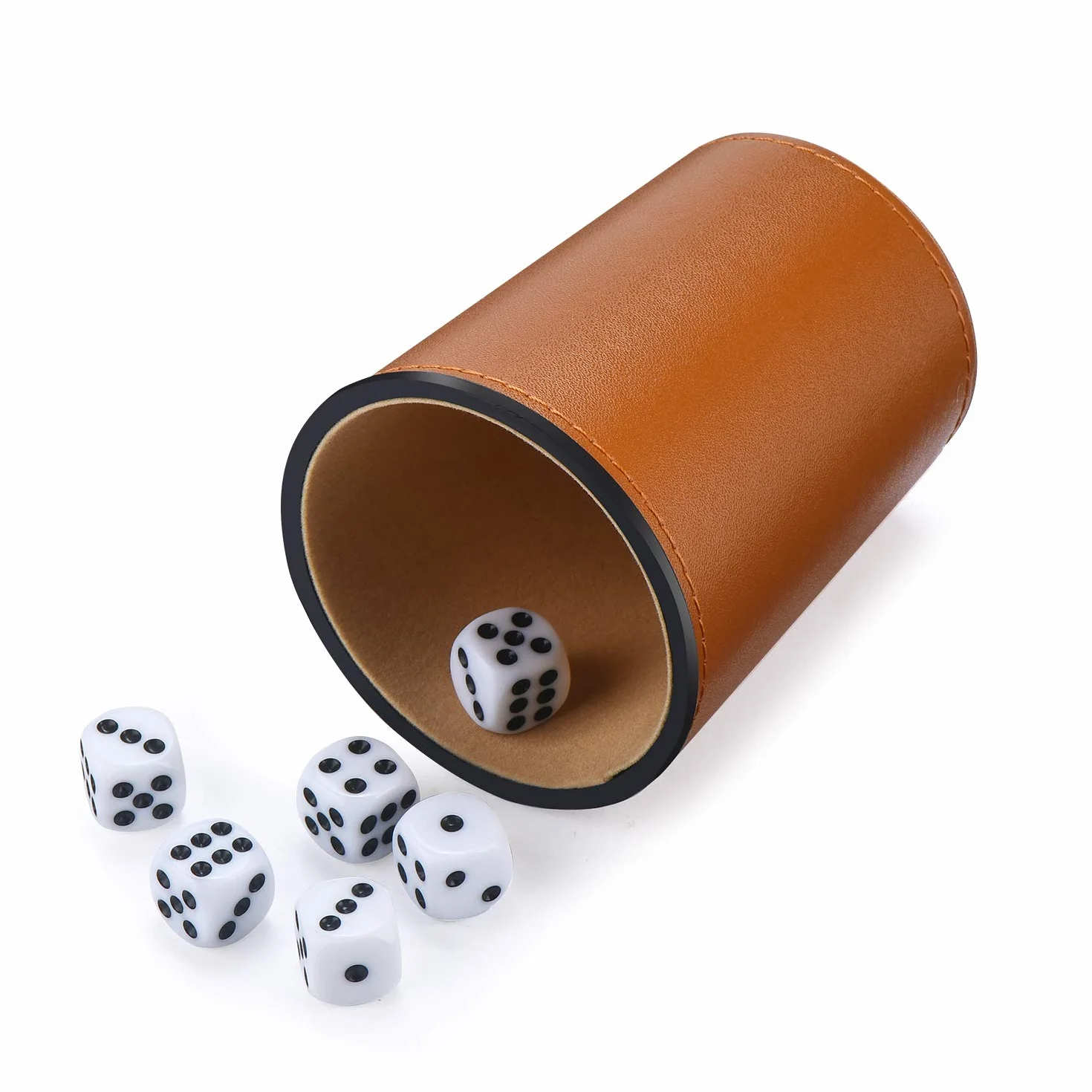 Set di bicchieri per dadi in pelle 5X con 25 dadi, custodia in ecopelle con chiusura magnetica per Farkle Yahtzee