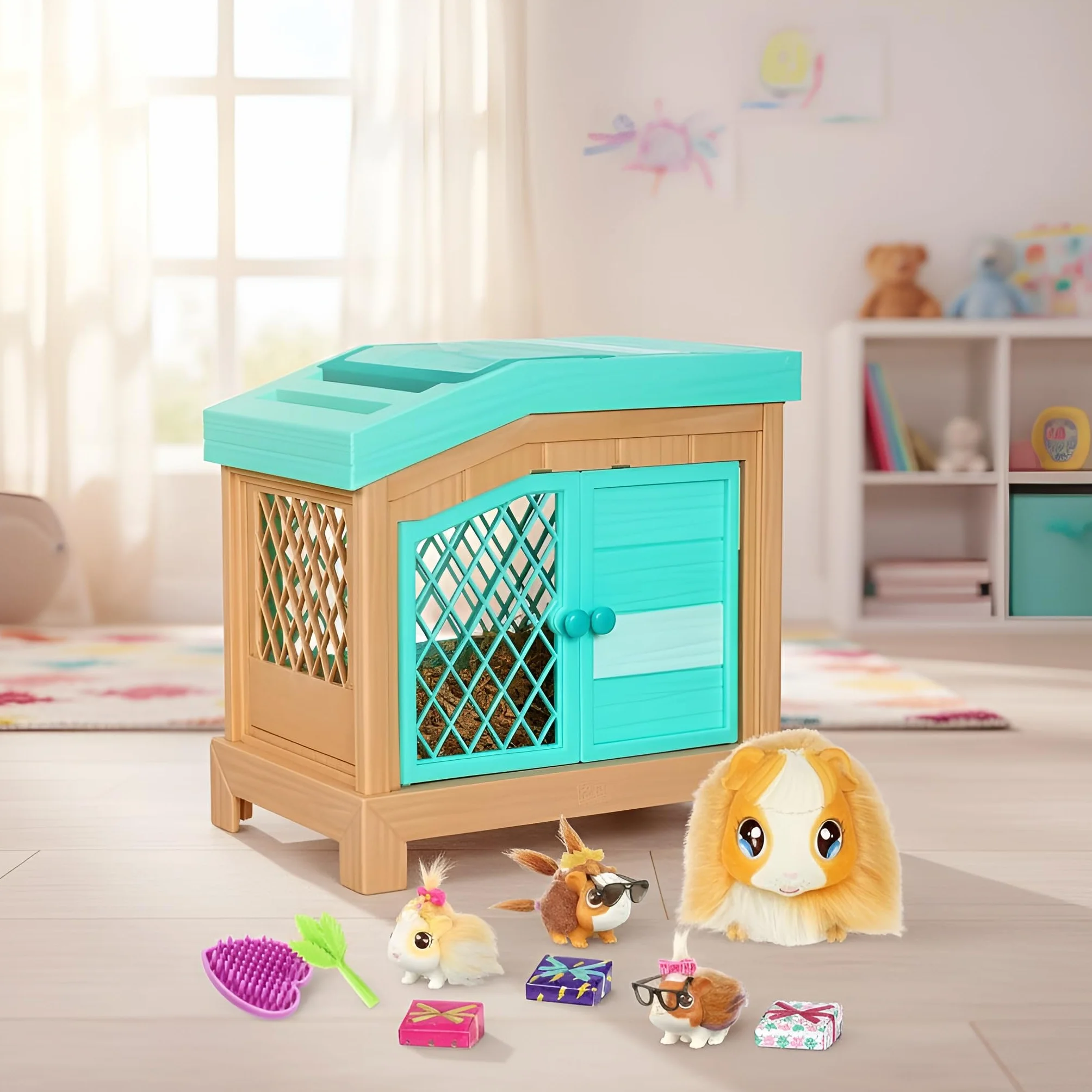 Little Live Pets Mama Guinea Pig and Hutch 26410 Interactive Toy 20+ Sounds Ages 4+