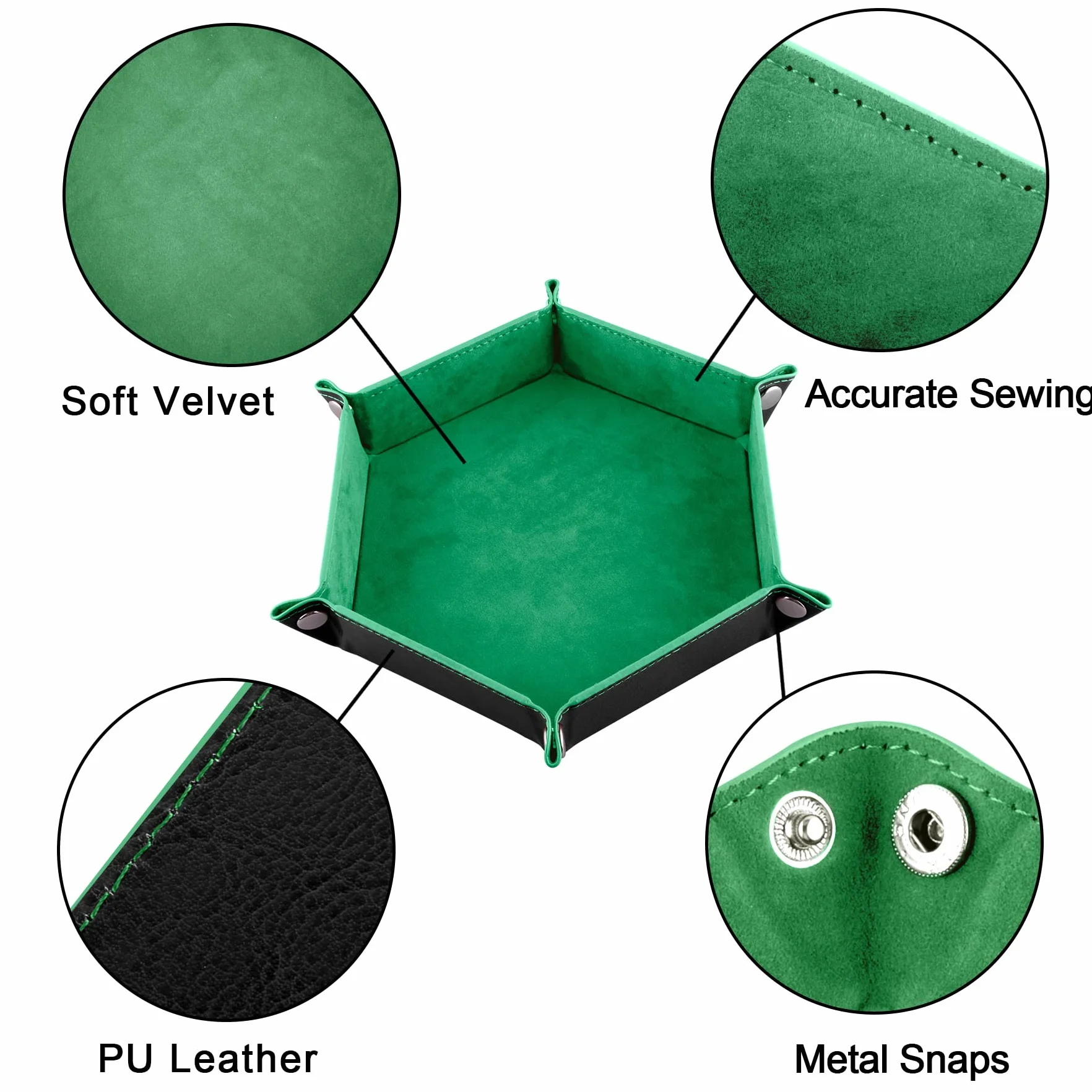 SIQUK 6 Pezzi Tavola per Dadi Vassoio per Dadi PU e Velluto Dice Tray per DND RPG (Rosso, Blu, Viola, Nero, Verde, Giallo)
