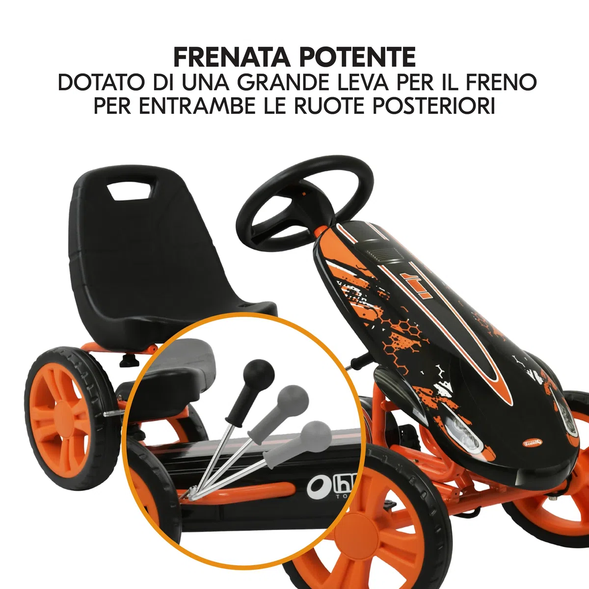 Hauck Speedster Go Kart a Pedali per Bambini 4-50 kg 90-110 cm Freno a Mano Sedile Regolabile Ruote EVA Telaio Acciaio