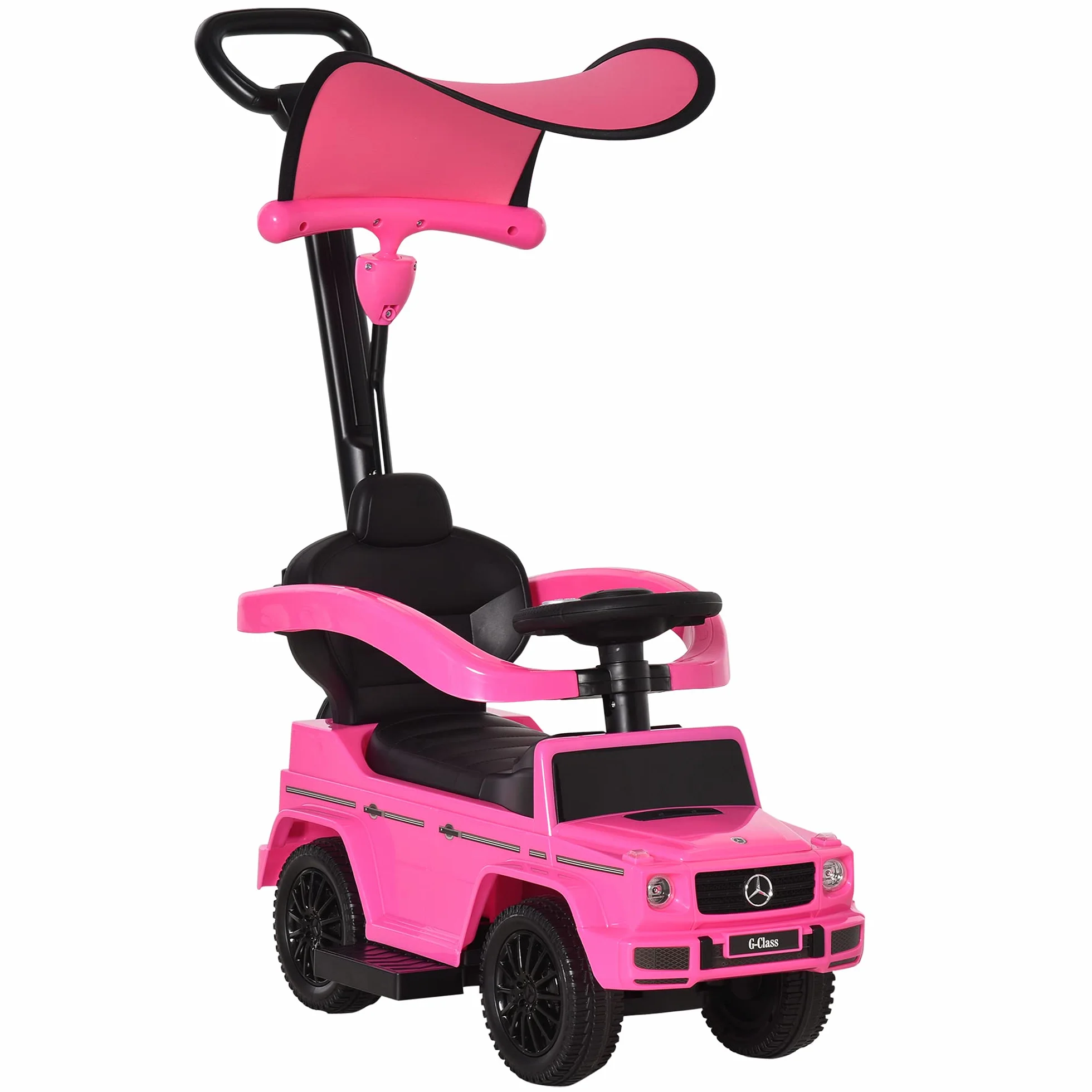 HOMCOM Macchina a Spinta per Bambini 12-36 Mesi con Licenza Mercedes-Benz G350, Giocattolo Macchina Cavalcabile con Tettuccio e Maniglia di Spinta, 85.5x40.5x95 cm, Rosa