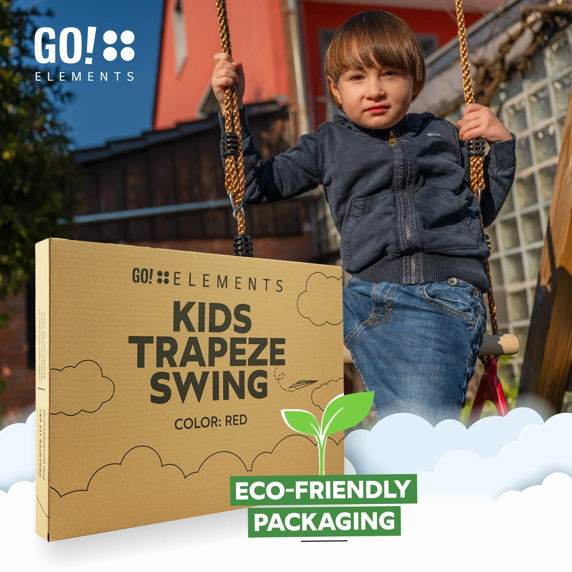 GO!elements altalena a trapezio per bambini - Sedile Altalena bimbi - Seggiolino Altalena Bambini - Sedili per Altalena per Bambini da Giardino - Altezza Regolabile - Antiscivolo - Colore: Rosa