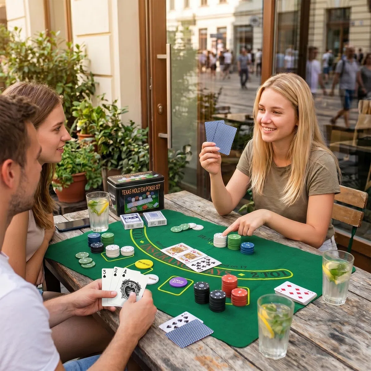 Set da Poker 200 Fiches, Texas Holdem Poker Set in Scatola di Metallo con Tappeto, 5 Colori Fiches Numerate per Serata Giochi, Set Texas Holdem Completo per Adulti (Set da Poker 200 Fiches)