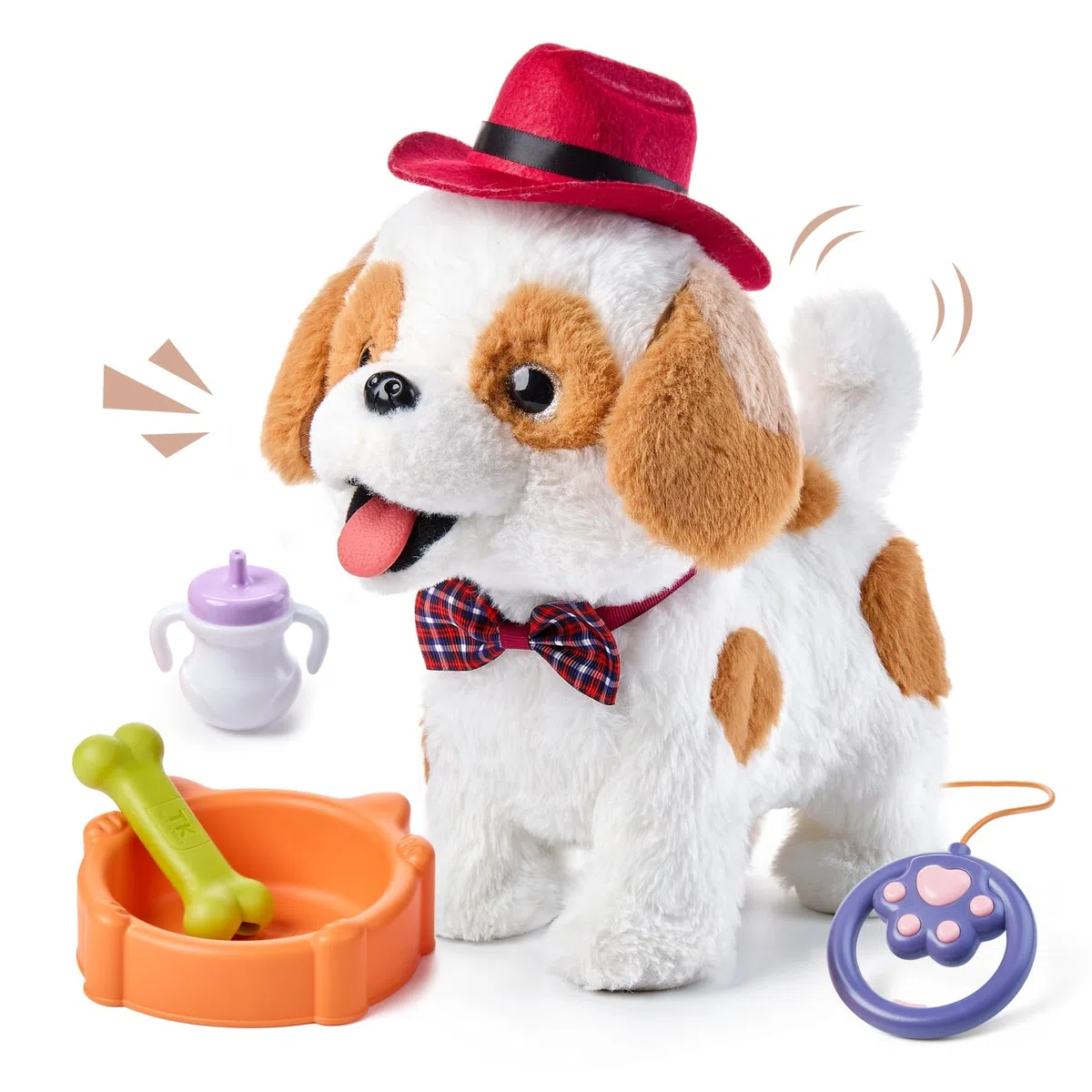 Peluche Cane Interattivo che Abbaia e Cammina e Leccare con Guinzaglio Giocattolo per Bambini 3-6+ Anni