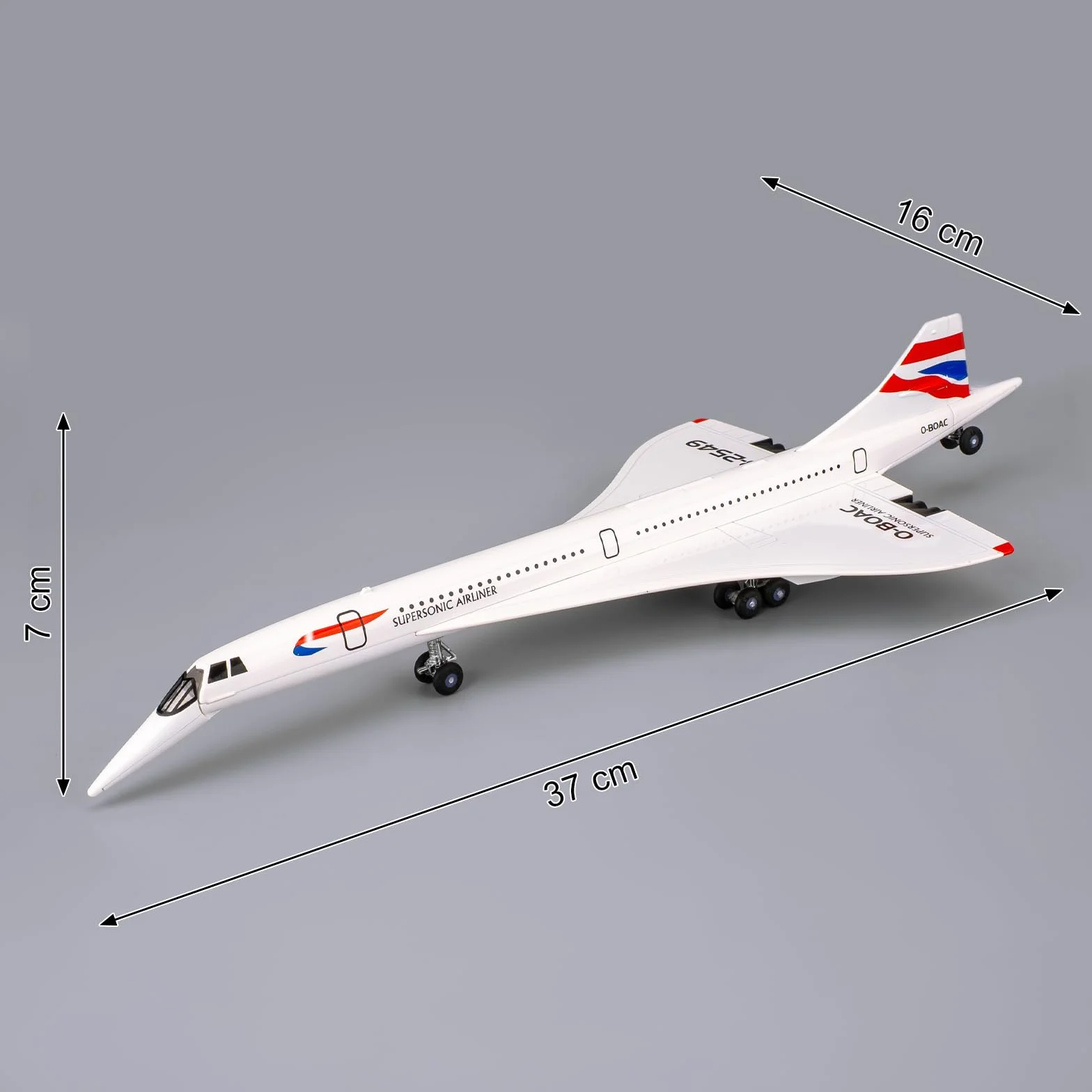 TGRCM-CZ 1/168 Concorde Supersonic Airliner Modello Aereo, Giocattoli in lega di zinco Diecast Auto con suoni e luci per collezionisti e bambini 3 anni di compleanno