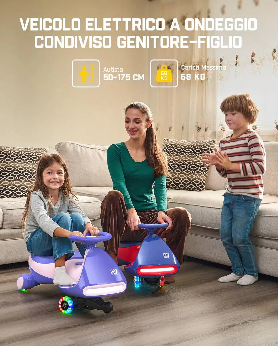 FanttikRide 12V N7 Pro Macchina Elettrica per Bambini 2 in 1, Ricarica USB-C, Bluetooth, Rosso e Blu