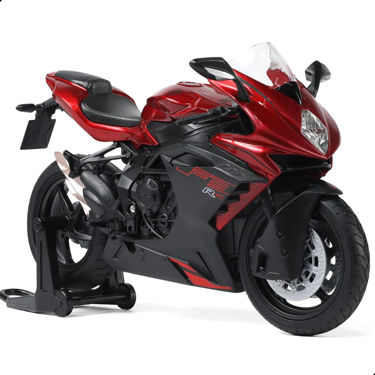 1/12 moto giocattolo giocattolo compatibile per MV Agusta F3 RR in lega pressofusione modello nessun assemblaggio richiesto mini-racing moto collezione adulto (rosso)