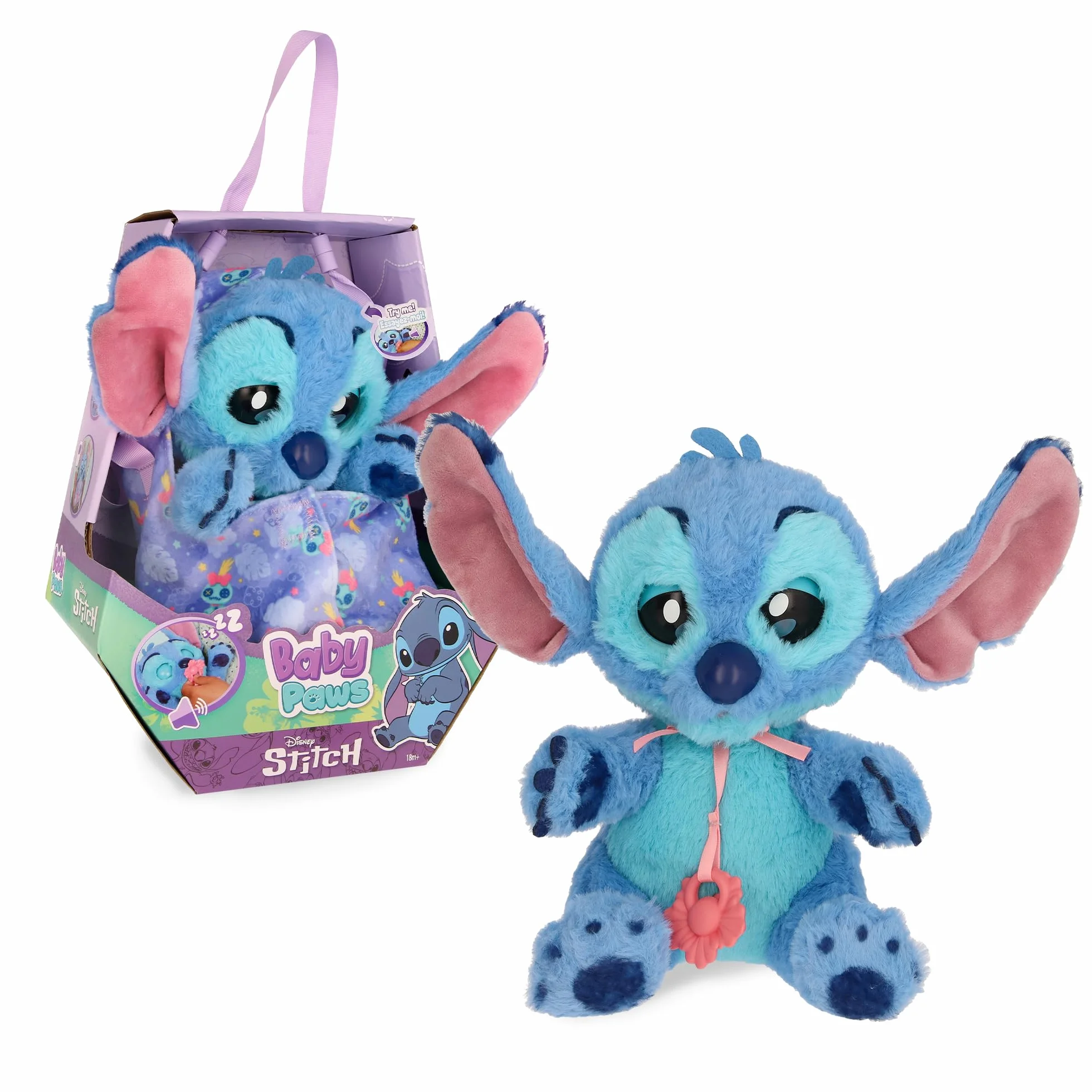 BABY PAWS Stitch Cucciolo Interattivo di Peluche per Bambini con Suoni e Occhi che si Muovono