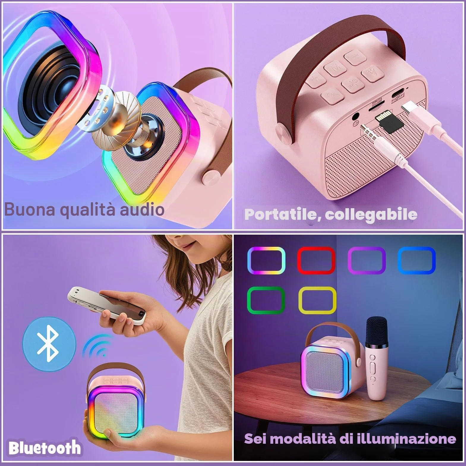 Regali Unicorno per Ragazze 6 7 8 9 10 Anni Macchina Karaoke Bambini Microfono con Altoparlante Coperta Luminosa Unicorno Lampada Notturna Cerchietto Braccialetti Regalo Compleanno Giocattolo Ragazze