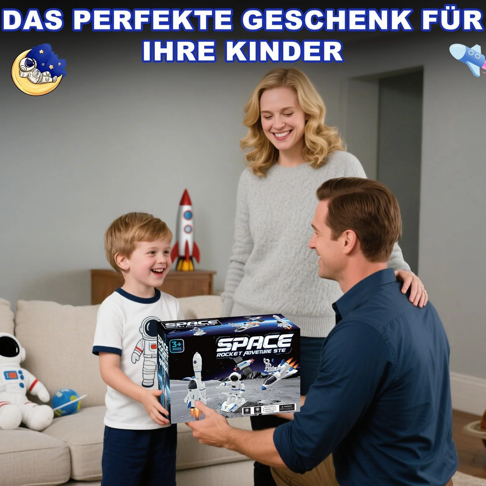 Giocattolo razzo spaziale per bambini, giocattolo navetta spaziale per bambini di 3, 4, 5, 6, 7, 8 anni, regalo giocattolo razzo spaziale per ragazzi e ragazze