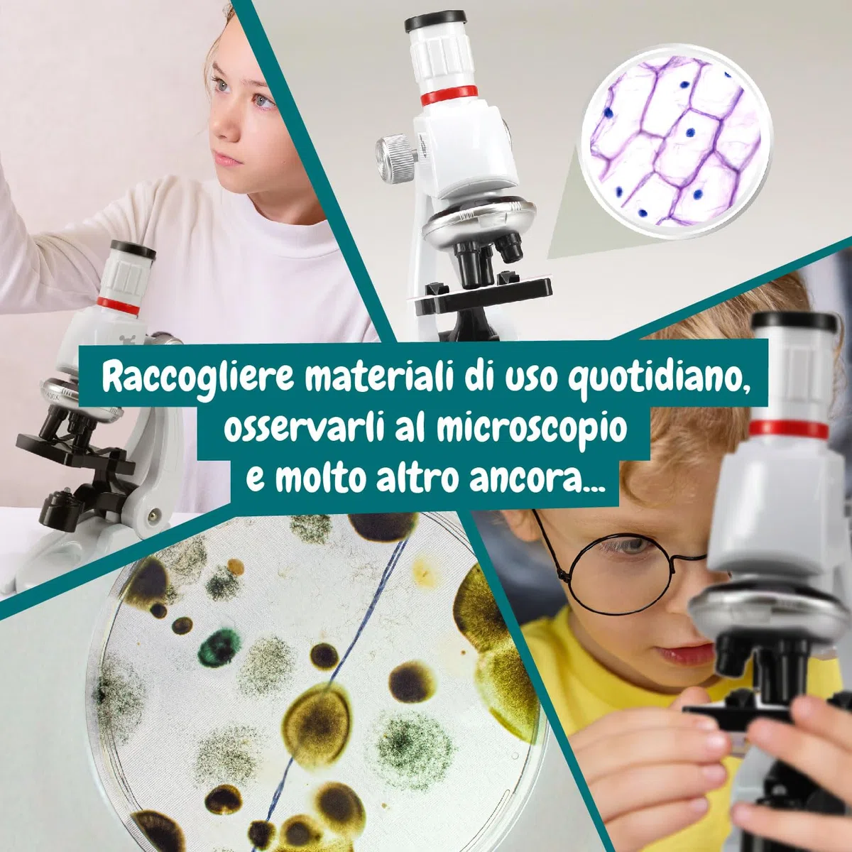 Science4you Microscopio Lab: Microscopio per Bambini + Manuale con Esperimenti + 11 Strumenti di Laboratorio, Gioco e Regalo per Bambini 6 7 8 9 10 11 12+ Anni