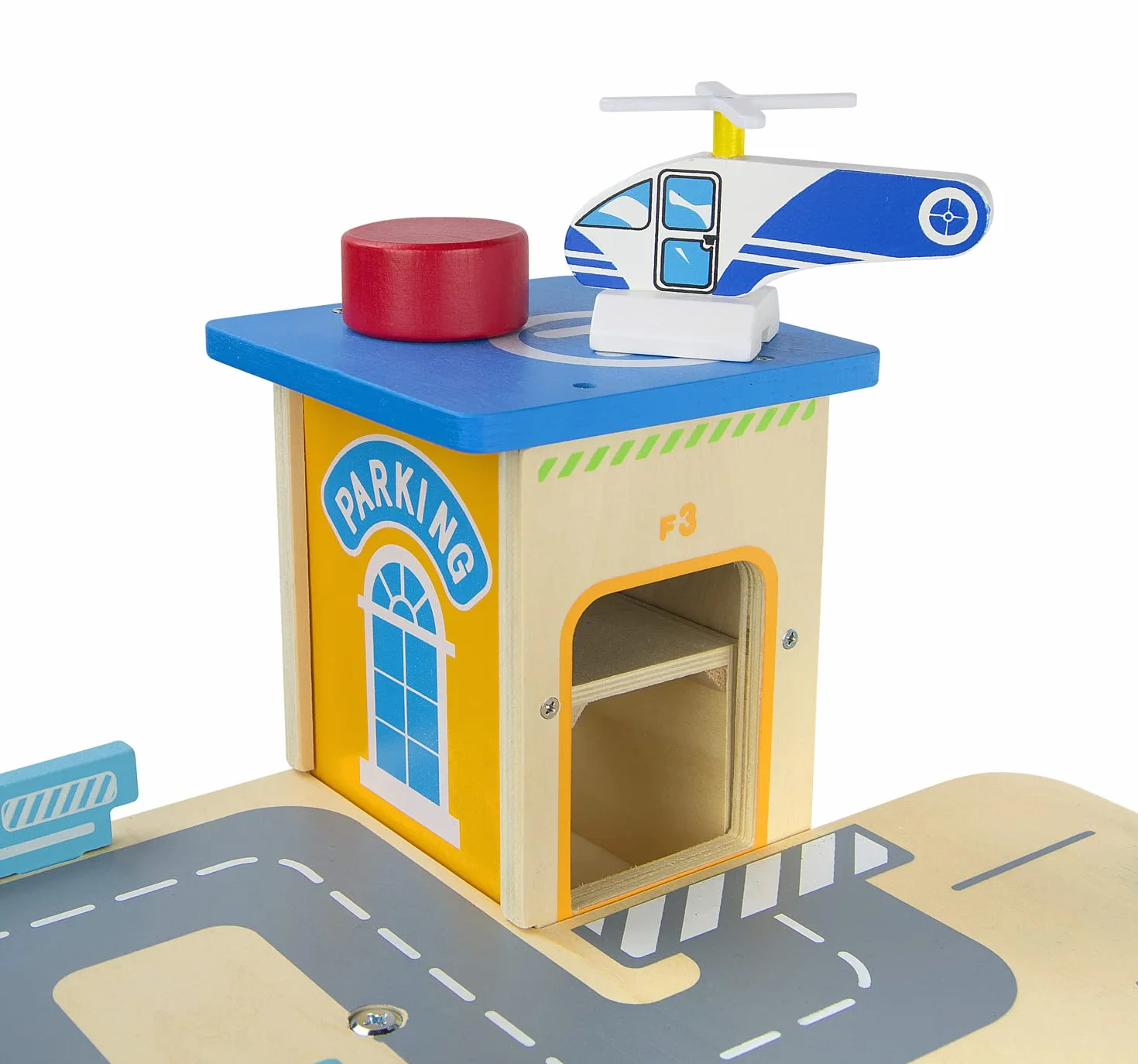 Garage in Legno per Bambini con Ascensore Manuale, Parcheggio Giocattolo a 3 Piani con Pista Auto, Rampe, Eliporto e Macchinine, Set Giochi Creativi per Cameretta, Idea Regalo.