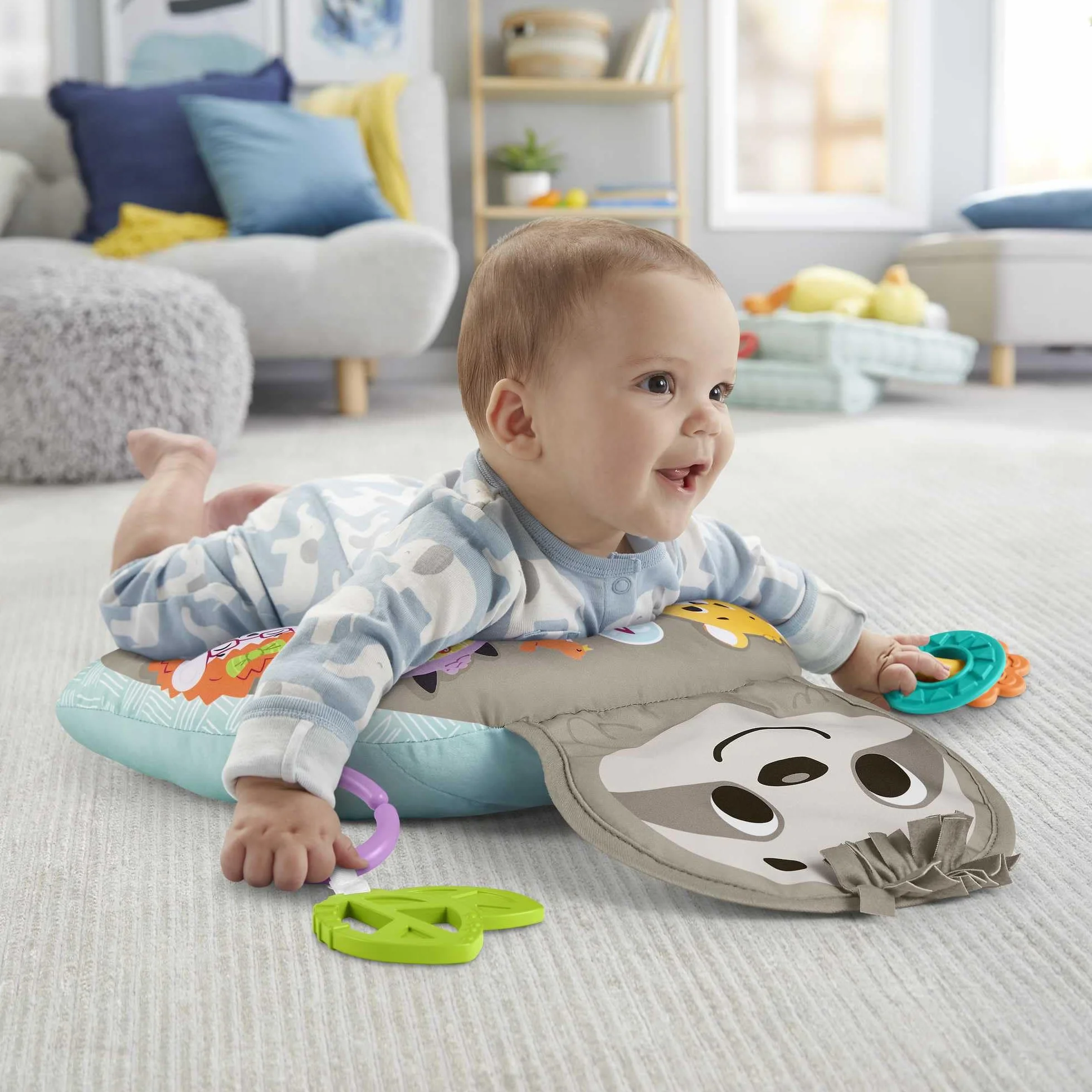Fisher-Price Cuscino Bradipo Dolce Relax con 10 Minuti di Musica, Vibrazioni Calmanti e 2 Giocattoli, per Neonati 0+mesi, GRR01