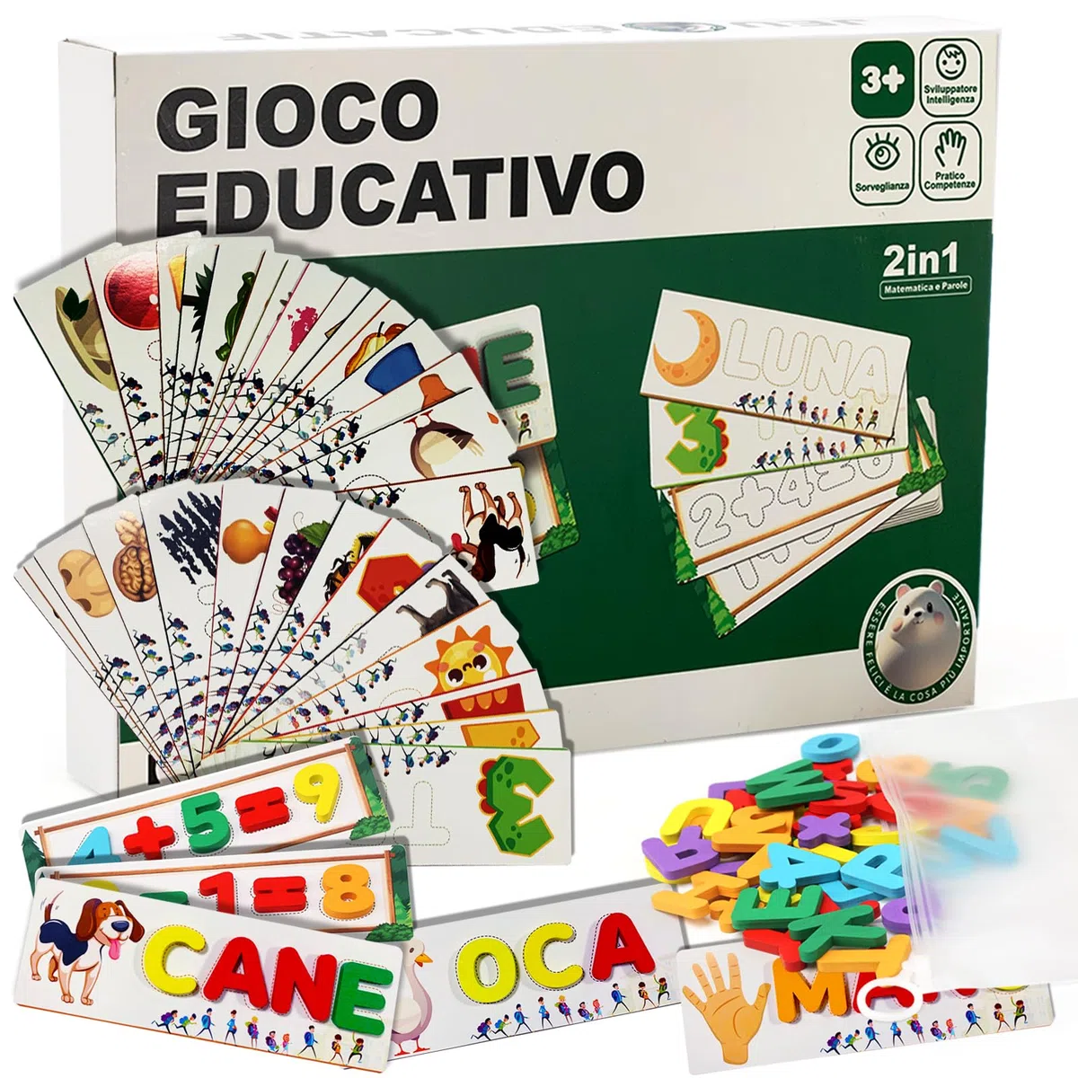 Gioco di ortografia Italiani Lettere di Apprendimento Giochi in legno Educativi Montessori Giocattoli a partire dai 3 anni prescolare giocattolo per bambini 3 4 5 6 7 8 anni ragazzi ragazze
