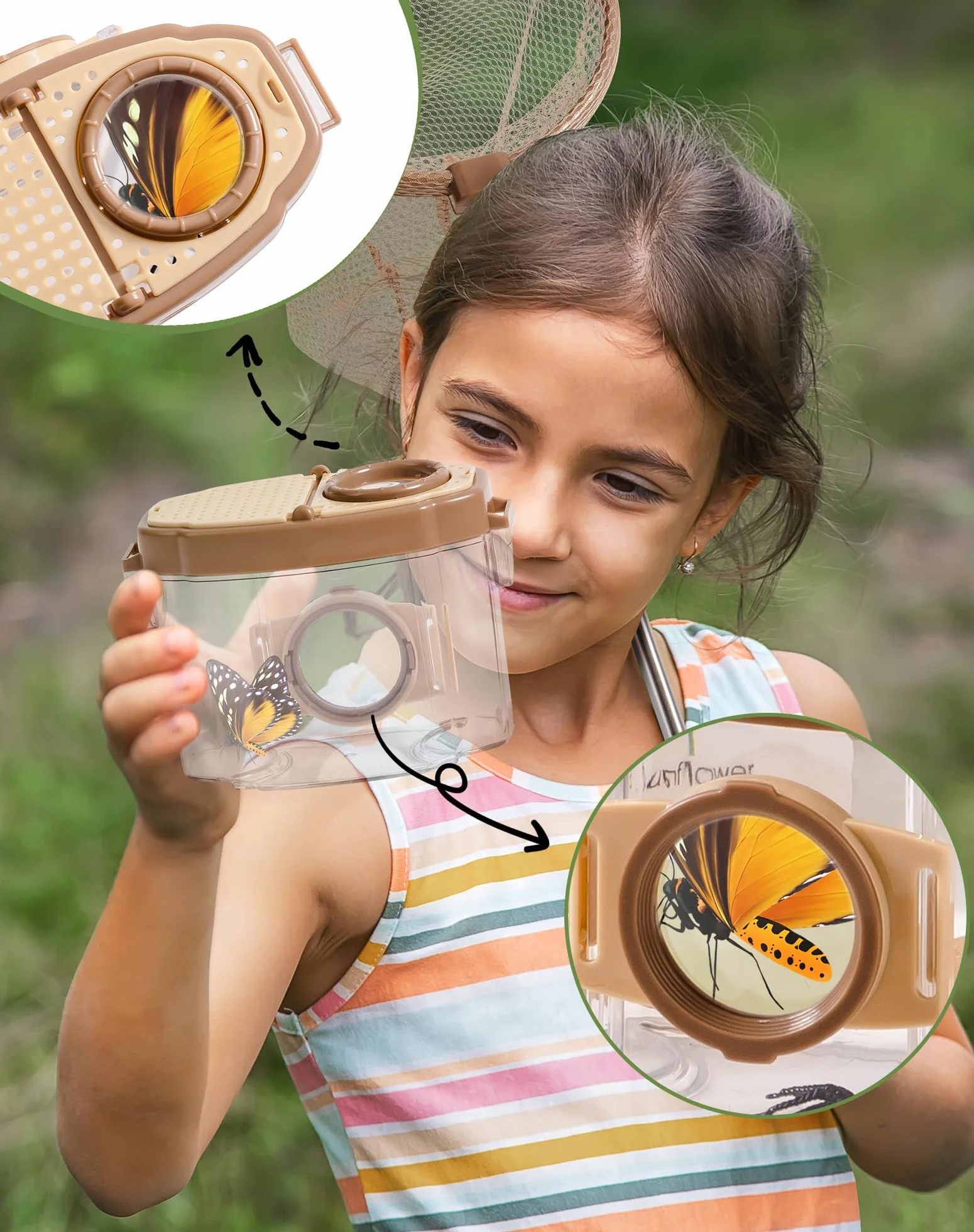 ROBUD Kids Outdoor Explorer Kit, Bug Catching Adventure Set with Butterfly Net, Magnifying Glass, Kids Binoculars, Bug Container, Carry Bag, Educational Toys Gift for Toddler Ages 3+