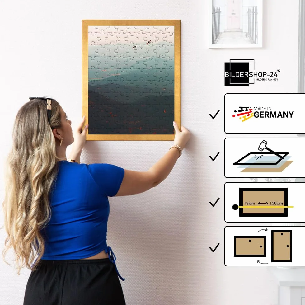 Bildershop-24 cornici puzzle London per puzzle 1500 pezzi, 59,2 x 84,3 cm, 84,3 x 59,2 cm, foglia d'oro con vetro acrilico