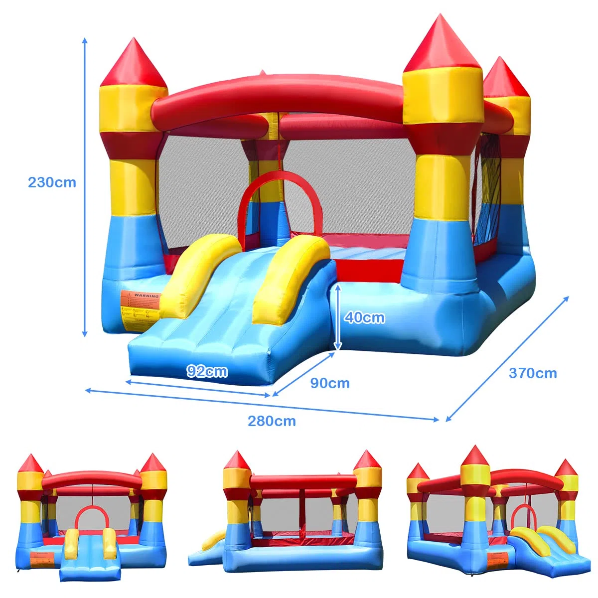 COSTWAY Castello Gonfiabile Castello di Gioco con Scivolo per Bambini da Esterno Giardino (370X280X230cm)