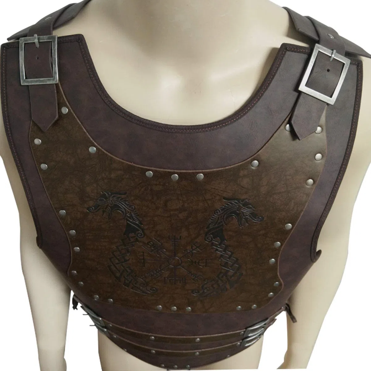 HiiFeuer - Armatura da Petto in Pelle PU, Stile Guerriero Vichingo, Armatura in Pelle Medievale Per Attività di Cosplay e di Carnevale