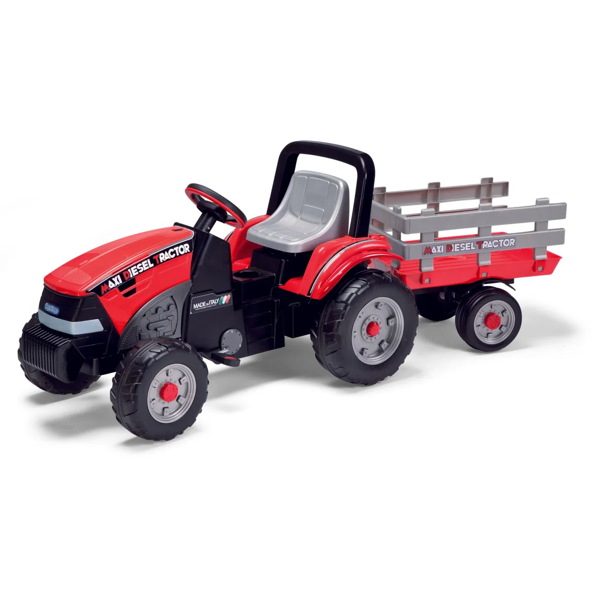 PEG Maxi Diesel Tractor Trattore a Pedali per Bambini con Rimorchio Rimovibile Sedile Regolabile