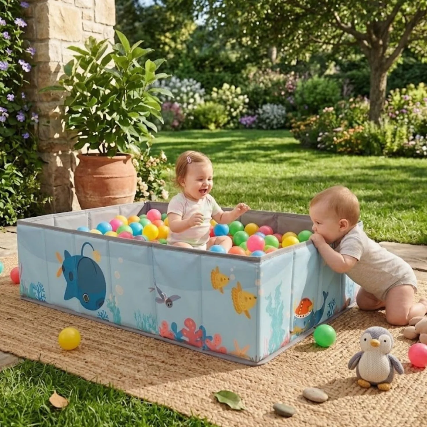 Piscina di palline per bambini- Piscina di palloni per bambini- Piscina di pieghevole e portatile- Cubo giocattolo per interni ed esterni- (palline non incluse).