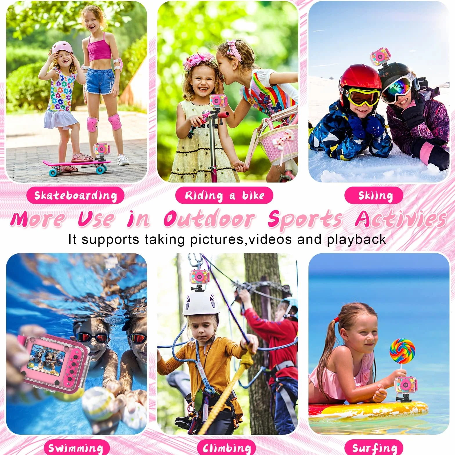 CHAKEYAKE Macchina Fotografica Bambini, 2.0” Fotocamera Digitale Impermeabile, 1080P 180 °Flip Len, Subacquea Macchina Fotografica Giocattolo Videocamera con Scheda SD 32G per Bambini 3-12 anni