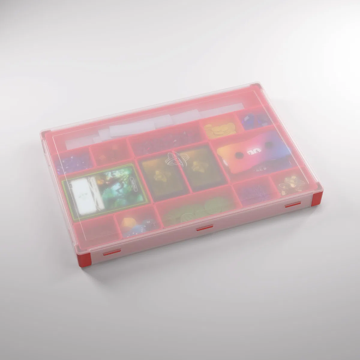 Gamegenic Token Silo XL Convertible - Soluzione versatile per accessori da gioco da tavolo, 15 vassoi rimovibili in 5 diverse dimensioni, scatola per gettoni impilabile, colore rosso, realizzato