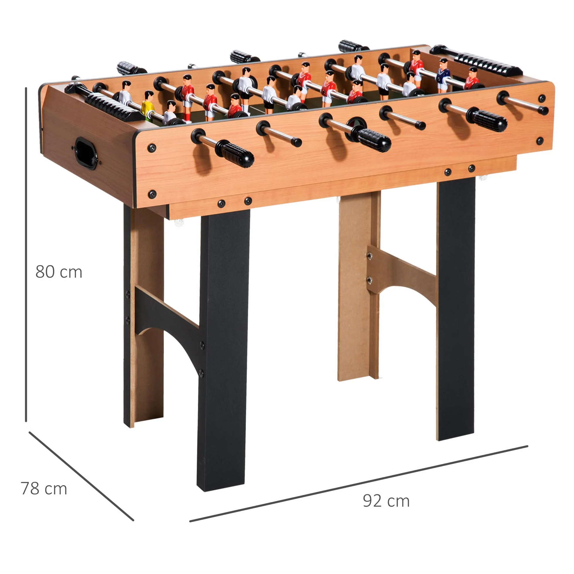 HOMCOM Tavolo Multigioco 4 in 1 con Calcio Balilla, Biliardo, Ping Pong e Hockey da Tavolo, Tavolo da Gioco con Accessori, in Legno MDF, Legno Naturale e Nero
