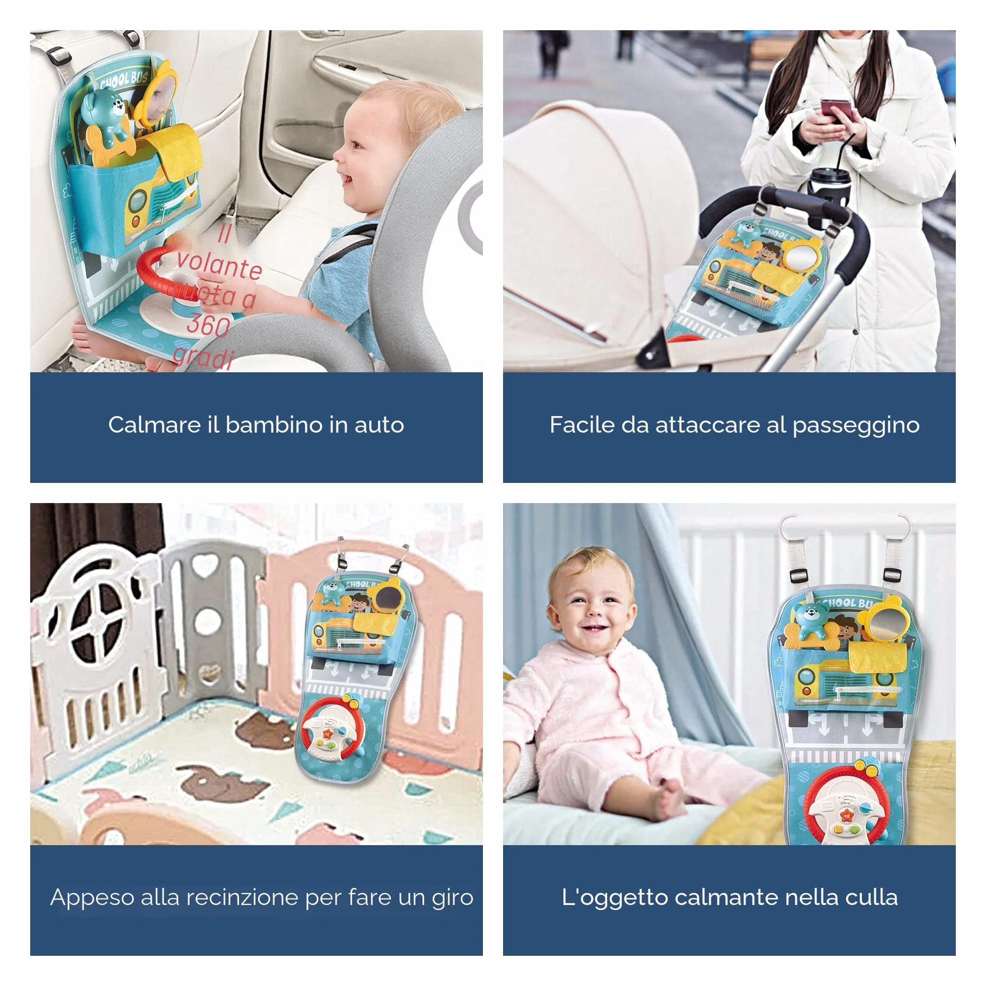 caterbee Giocattoli per Auto per Bambini con Centro del Volante per Giocare e calciare (Volante), 6-36 Mesi