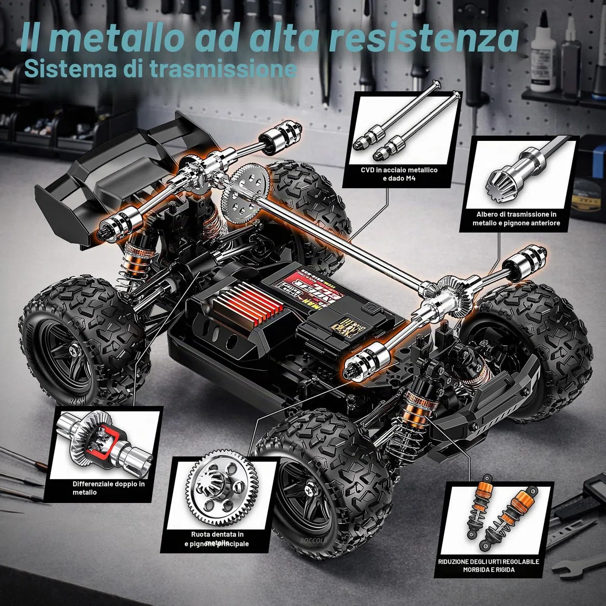 Macchina Telecomandata 1:18 4WD 40 km/h Fuoristrada 4x4, Macchina Radiocomandata con 2 Batterie 7.4V 1300mAh, ESC Impermeabile 2.4GHz, Doppia Carrozzeria, Trasmissione in Metallo per Adulti e Bambini