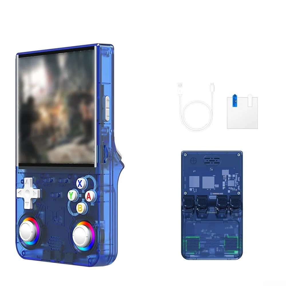 R36 Ultra Console di gioco portatile da 128 GB Display HD da 4 pollici con design retrò per viaggi e viaggi (blu)