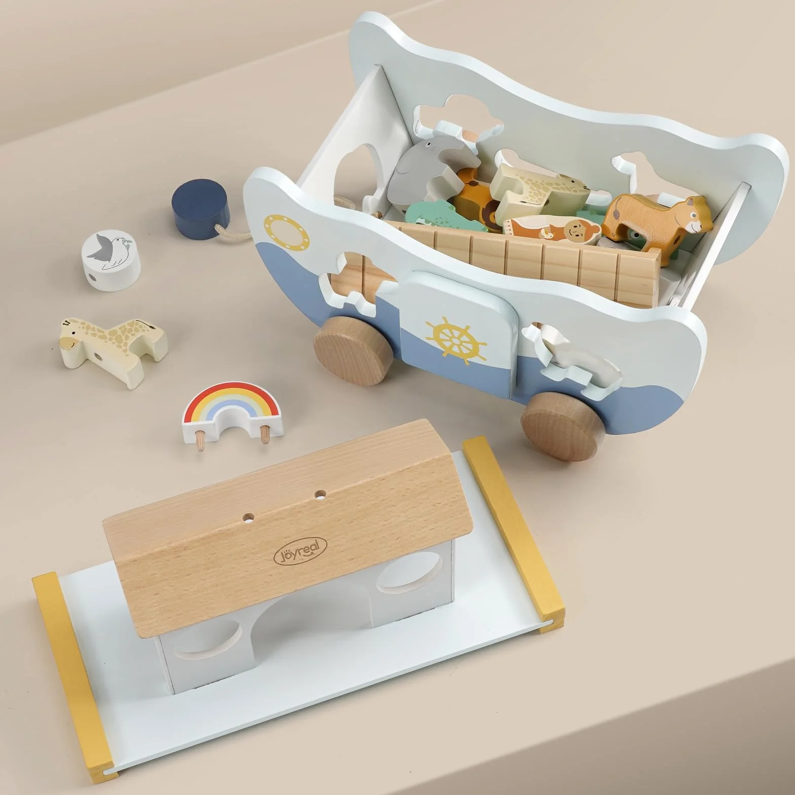 Joyreal Arca di Noè Bomboniere Battesimo Bambina Bambino Giochi Legno 1 2 3 Anno Montessori Educativi Regalo