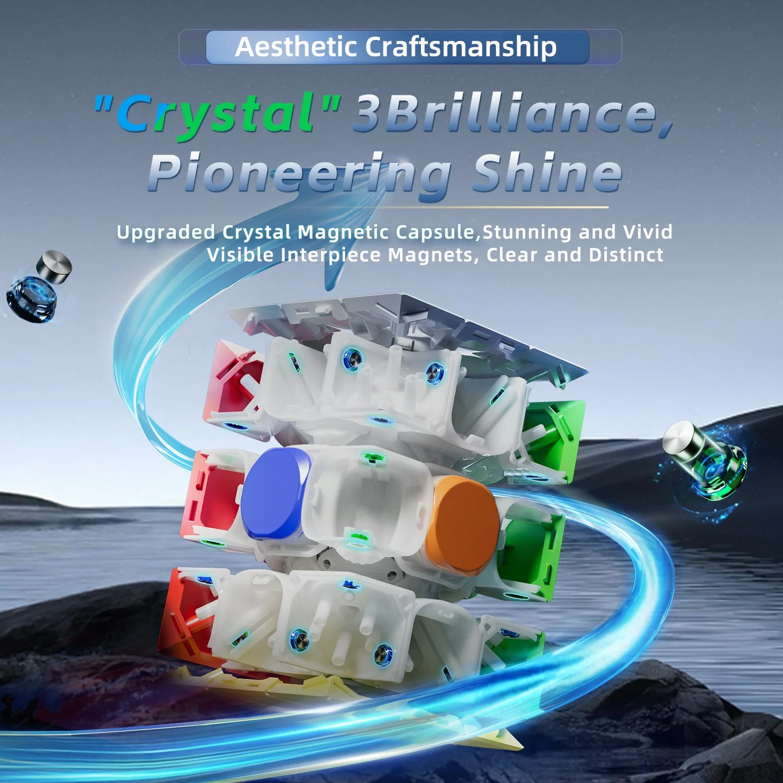 Moyu Weilong V11 2025 Speed Cube 3x3 Senza Adesivi Cubo Puzzle 3x3 Tensione Regolabile 64 Magneti 3 per 3 Liscio Professionale Magnetico Master Cube (Versione UV a Nucleo Sferico)