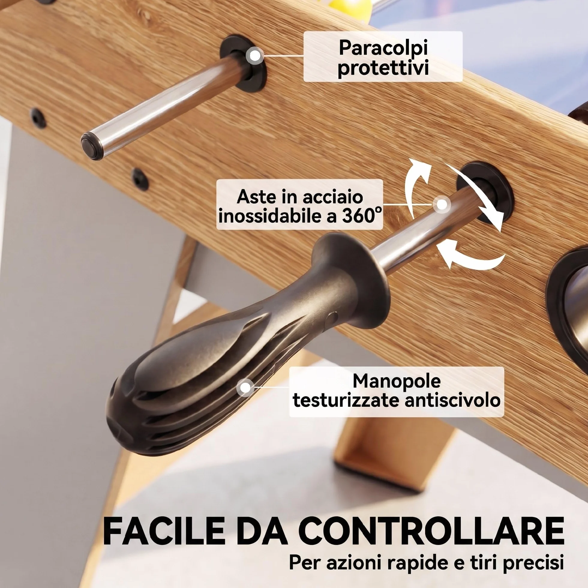 SPORTNOW Calcio Balilla, Mini Tavolo da Calcio da 89 cm, 22 Giocatori, 2 Palline, 2 Segnapunti Manuali e Maniglie Antiscivolo, Set da Gioco Freestanding per Famiglia, Regalo